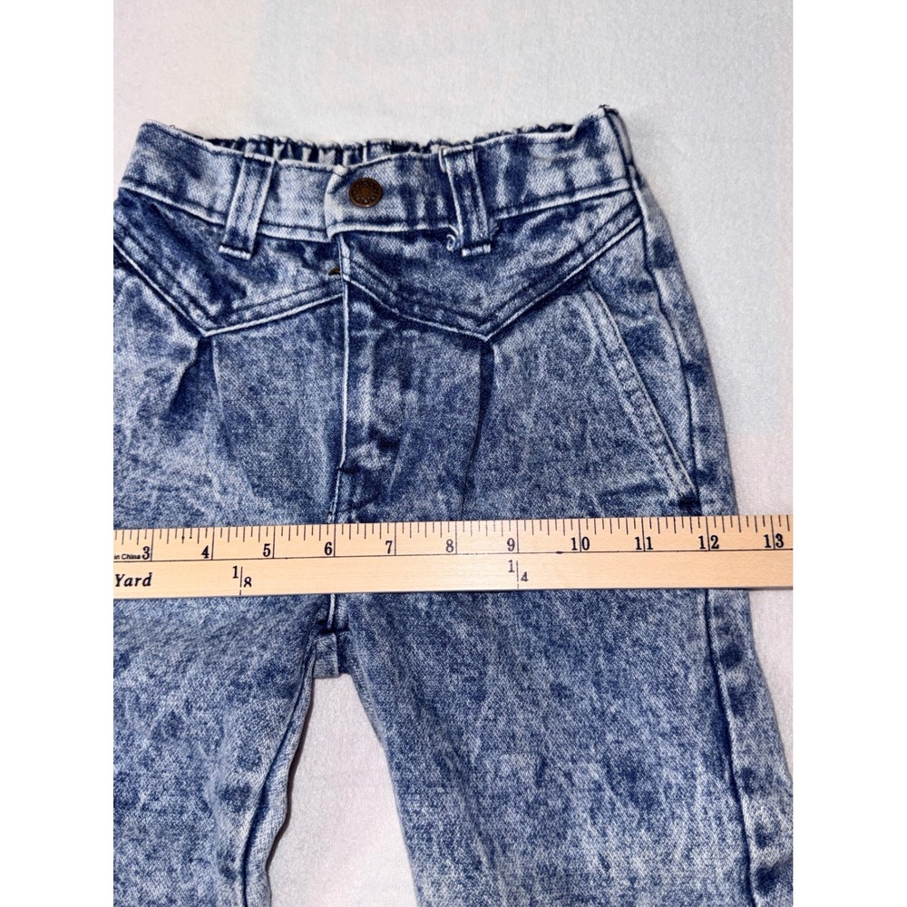 Acid Wash Jeans Girls Size 6 Blue  Pleated High Waist - Picture 6 of 11